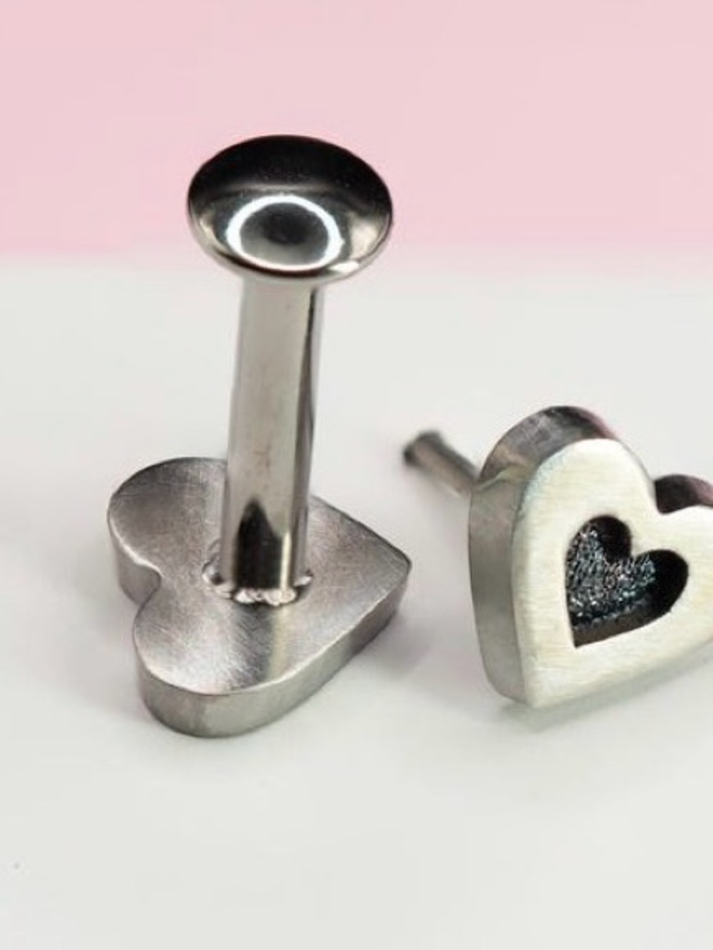 Heart Titanium Labret Flat Back Studs - Single Handcrafted